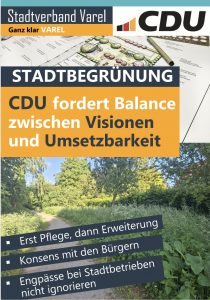 Stadtbegrünung in Varel: CDU-Ratskandidat Hauke Pargmann fordertBalance zwischen Vision und Umsetzbarkeit